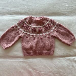 MAYORAL BABY PINK KNITTED FAIR ISLE SWEATER size 6 months